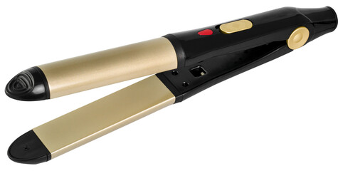 hair iron side view on transparent background Ceramic curling iron professional appliance for...