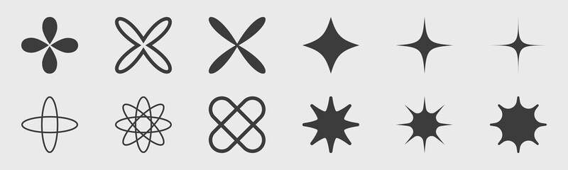 Vector set of Y2K. Big collection of abstract graphic geometric objects. Abstract bauhaus forms.