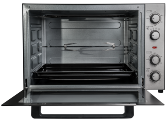 open electric oven  close-up mockup on transparent background