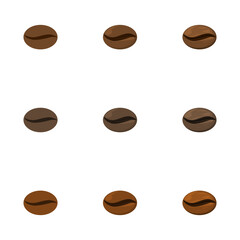 A vector drawn coffee bean illustration with various colors and amount of details	
