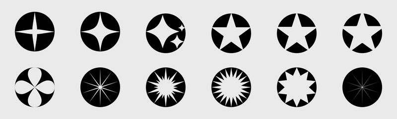 Retrofuturistic y2k geometry design elements collection. Trendy geometric design elements. Abstract bauhaus and boho cosmic style.