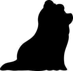 Simple and adorable Long Haired Yorkshire Terrier Silhouettte sitting in side view