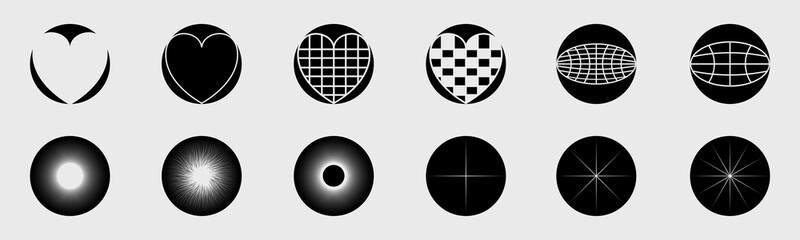 Brutalism shapes. Minimalist geometric elements. ornaments for decoration.