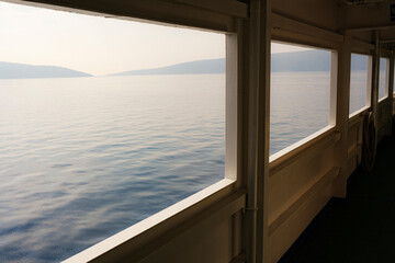 detail of a public ferry in the Adriatic Sea, late afternoon, Mediterranean