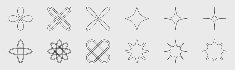 Vector set of Y2K. Trendy geometric design elements. ornaments for decoration.