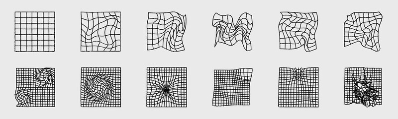 Vector set of Y2K. Minimalist geometric elements. Simple shapes forms.