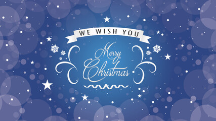 Merry Christmas card.Christmas and New Year Text on blue Xmas background with snow snowflake.Typography for Christmas and winter holiday greeting card.invitation,postcard,web,Vector Illustration EPS10