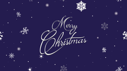 Fototapeta premium Merry Christmas card.Christmas and New Year Text on blue Xmas background with snow snowflake.Typography for Christmas and winter holiday greeting card.invitation,postcard,web,Vector Illustration EPS10
