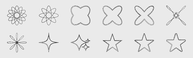 Brutalism shapes. Trendy geometric design elements. ornaments for decoration.