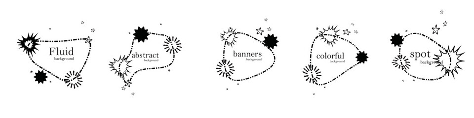 Abstract colorful blobs set.Set of isolated abstract aqua spot with gradient or dynamic color.Abstract shape.Organic black blobs irregular shape.Abstract fluid shapes vector set,simple water forms