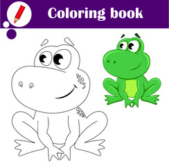 Educational game for children. Cute frog. Coloring book