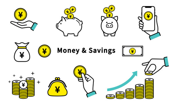 お金と貯蓄のアイコンセット_money and savings