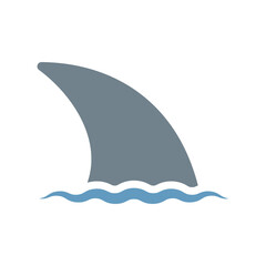 Fish fin icon with water wave. Shark or dolphin fin. Isolated vector illustration on white background.