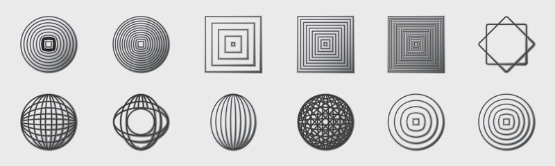 Vector set of Y2K. Large set of retro objects for design. Abstract bauhaus and boho cosmic style.