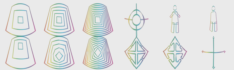 Collection of Y2K elements. Minimalist geometric elements. Abstract bauhaus forms.