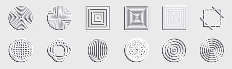 Retro futuristic elements for design. Collection of abstract graphic geometric symbols. ornaments for decoration.