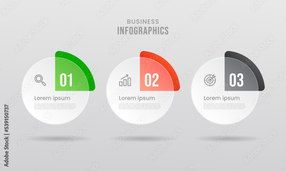 Wall mural infographic design with icons and 3 options or steps. vector gradient design with transparent style,