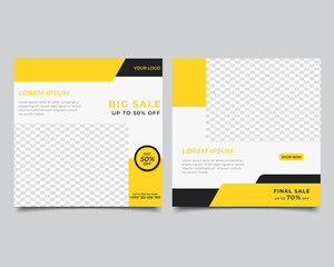 Set of Editable minimal square banner template. social media post sale template. Vector illustration