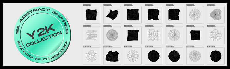 Retro futuristic elements for design. Large set of retro objects for design. Abstract bauhaus and boho cosmic style.