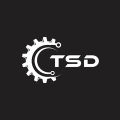TSD letter technology logo design on black background. TSD creative initials letter IT logo concept. TSD setting shape design.
