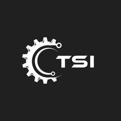 TSI letter technology logo design on black background. TSI creative initials letter IT logo concept. TSI setting shape design.

