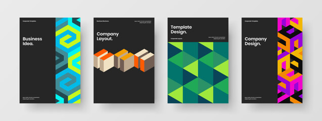 Trendy geometric shapes poster template set. Amazing cover A4 design vector concept composition.