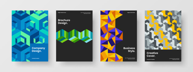 Abstract geometric shapes company identity concept set. Simple pamphlet design vector layout bundle.