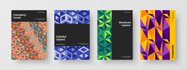 Isolated handbill vector design illustration collection. Amazing mosaic tiles pamphlet concept bundle.