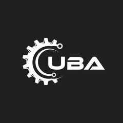 UBA letter technology logo design on black background. UBA creative initials letter IT logo concept. UBA setting shape design.
