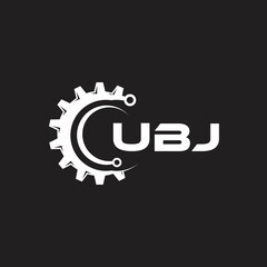 UBJ letter technology logo design on black background. UBJ creative initials letter IT logo concept. UBJ setting shape design.
