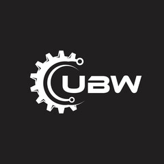 UBW letter technology logo design on black background. UBW creative initials letter IT logo concept. UBW setting shape design.
