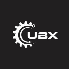 UBX letter technology logo design on black background. UBX creative initials letter IT logo concept. UBX setting shape design.
