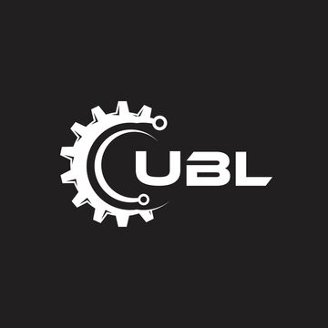UBL letter technology logo design on black background. UBL creative initials letter IT logo concept. UBL setting shape design.
