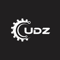 UDZ letter technology logo design on black background. UDZ creative initials letter IT logo concept. UDZ setting shape design.
