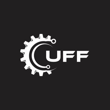 UFF letter technology logo design on black background. UFF creative initials letter IT logo concept. UFF setting shape design.
