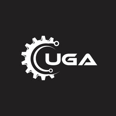 Fototapeta na wymiar UGA letter technology logo design on black background. UGA creative initials letter IT logo concept. UGA setting shape design. 