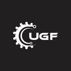 UGF letter technology logo design on black background. UGF creative initials letter IT logo concept. UGF setting shape design.
