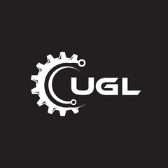 UGL letter technology logo design on black background. UGL creative initials letter IT logo concept. UGL setting shape design.
