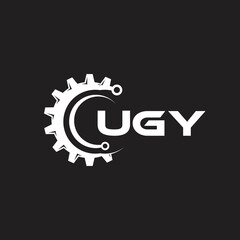 UGY letter technology logo design on black background. UGY creative initials letter IT logo concept. UGY setting shape design.
