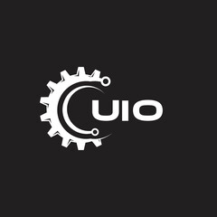 UIO letter technology logo design on black background. UIO creative initials letter IT logo concept. UIO setting shape design.
