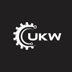 UKW letter technology logo design on black background. UKW creative initials letter IT logo concept. UKW setting shape design.
