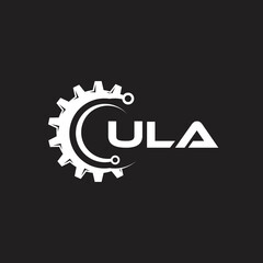 ULA letter technology logo design on black background. ULA creative initials letter IT logo concept. ULA setting shape design.
