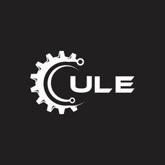 ULE letter technology logo design on black background. ULE creative initials letter IT logo concept. ULE setting shape design.
