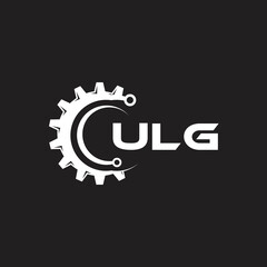 ULG letter technology logo design on black background. ULG creative initials letter IT logo concept. ULG setting shape design.
