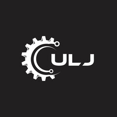 ULJ letter technology logo design on black background. ULJ creative initials letter IT logo concept. ULJ setting shape design.
