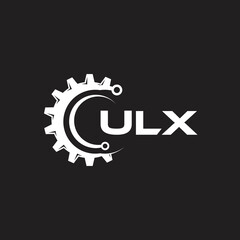 ULX letter technology logo design on black background. ULX creative initials letter IT logo concept. ULX setting shape design.
