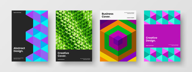 Premium booklet A4 vector design concept composition. Clean geometric shapes postcard layout collection.