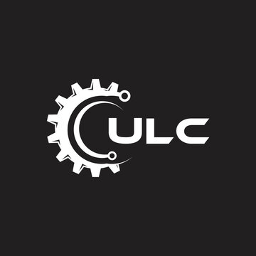 ULC letter technology logo design on black background. ULC creative initials letter IT logo concept. ULC setting shape design.
