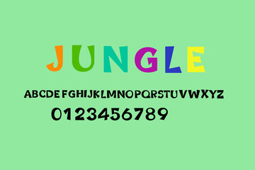 modern alphabet fonts. digital fashion future creative logo, font design, colorful childish alphabet, letters and numbers vector illustration