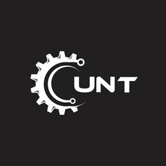 UNT letter technology logo design on black background. UNT creative initials letter IT logo concept. UNT setting shape design.
